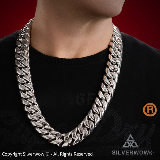 25mm chunky sterling silver Cuban link chain necklace for men