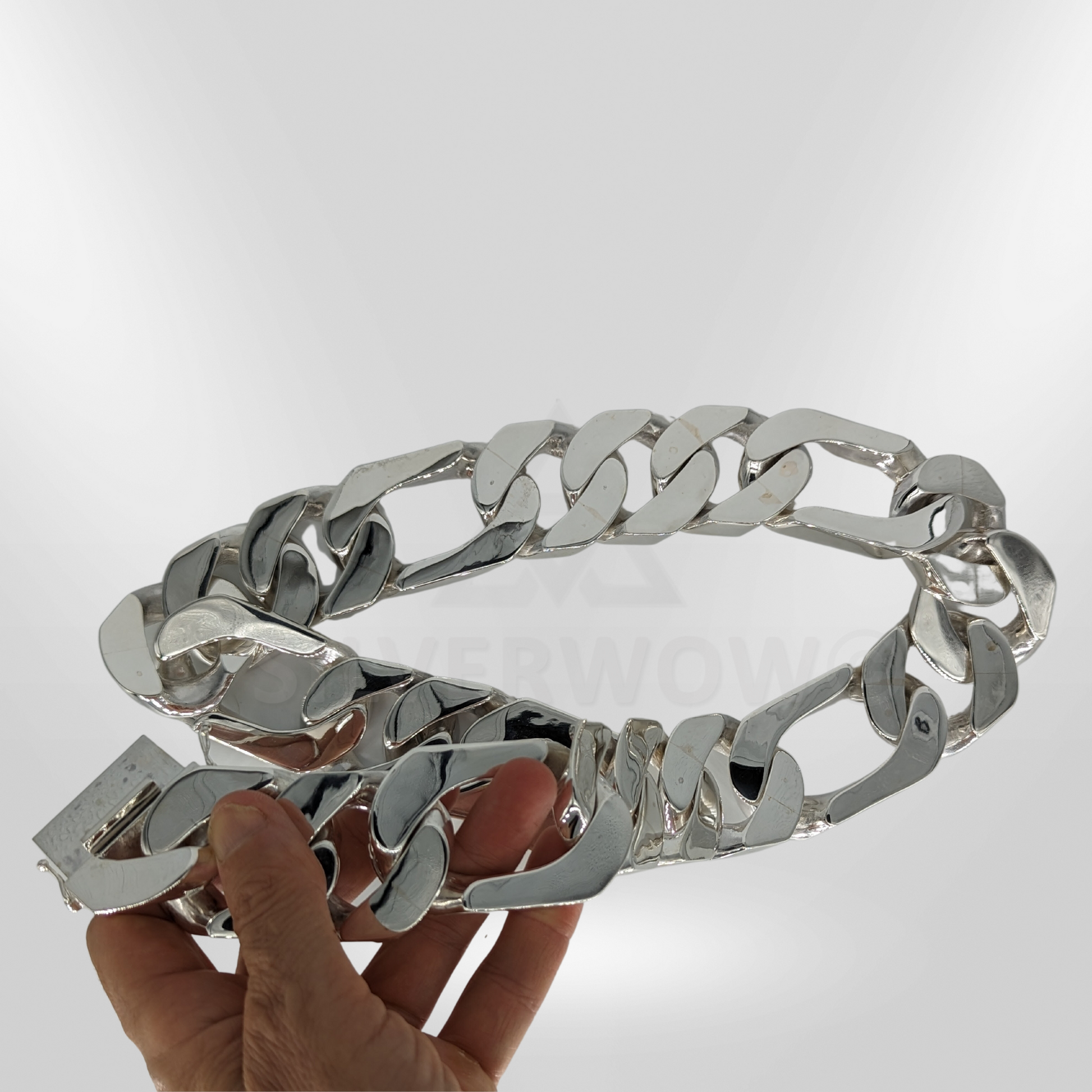 40mm Silver Figaro Link Necklace Biggest Heaviest Silverwow