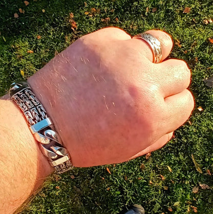  unique mens silver bracelet Bali | Borobudur Bracelet Triple Strand