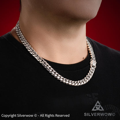 10mm Cuban chain necklace for men in sterling silver, approx 150 grams USA style