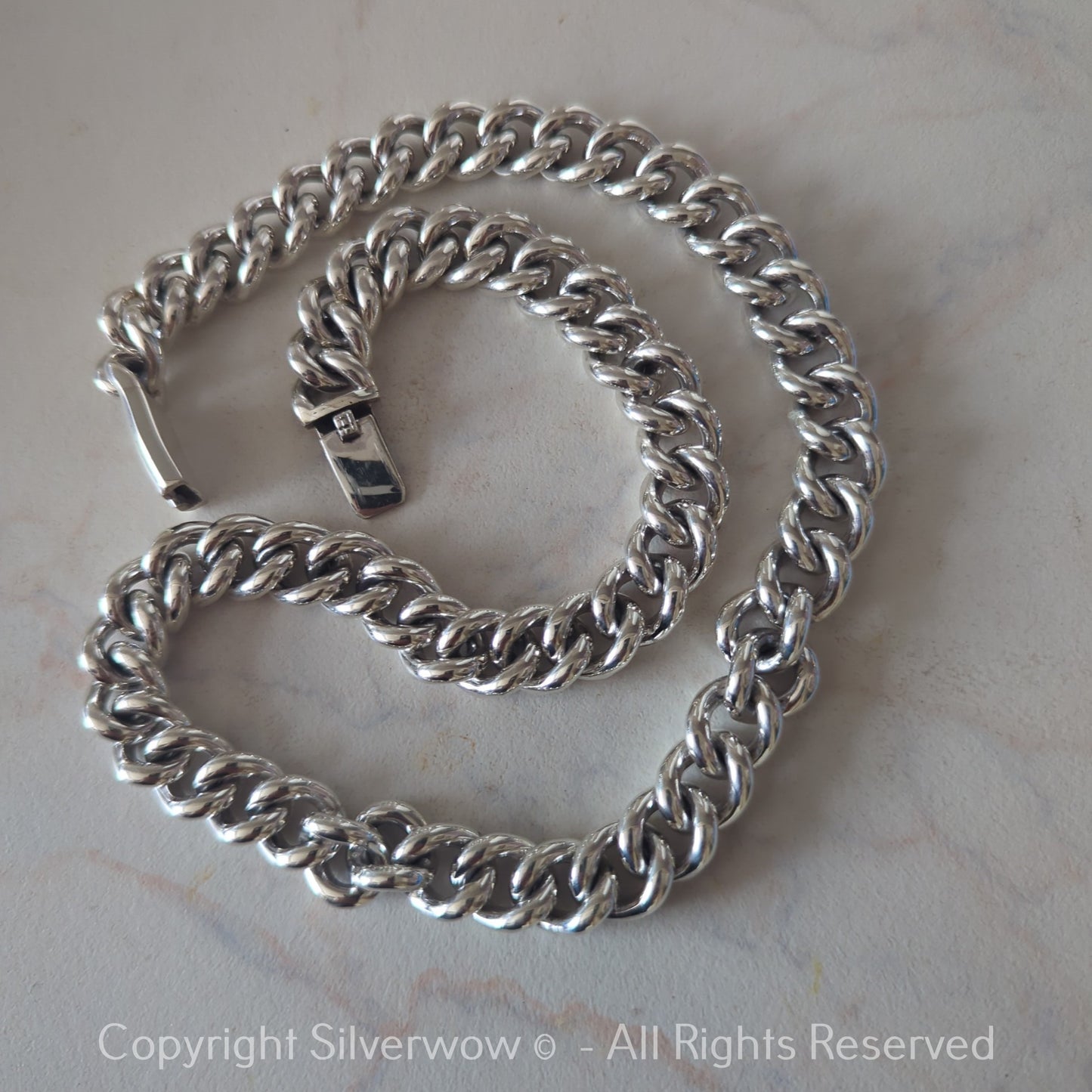 12mm Rounded Albert Chain Necklace | Heavy 925 Silver