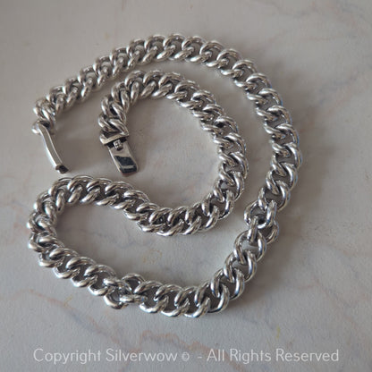 12mm Rounded Albert Chain Necklace | Heavy 925 Silver