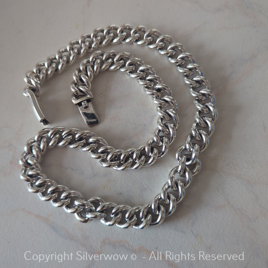 12mm Rounded Albert Chain Necklace | Heavy 925 Silver