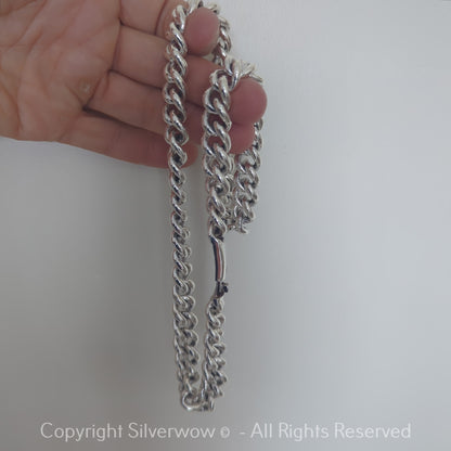 12mm Rounded Albert Chain Necklace | Heavy 925 Silver