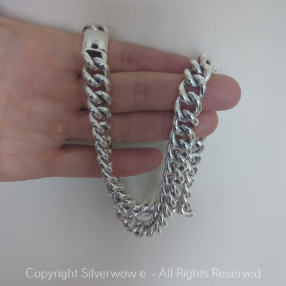 12mm Rounded Albert Chain Necklace | Heavy 925 Silver