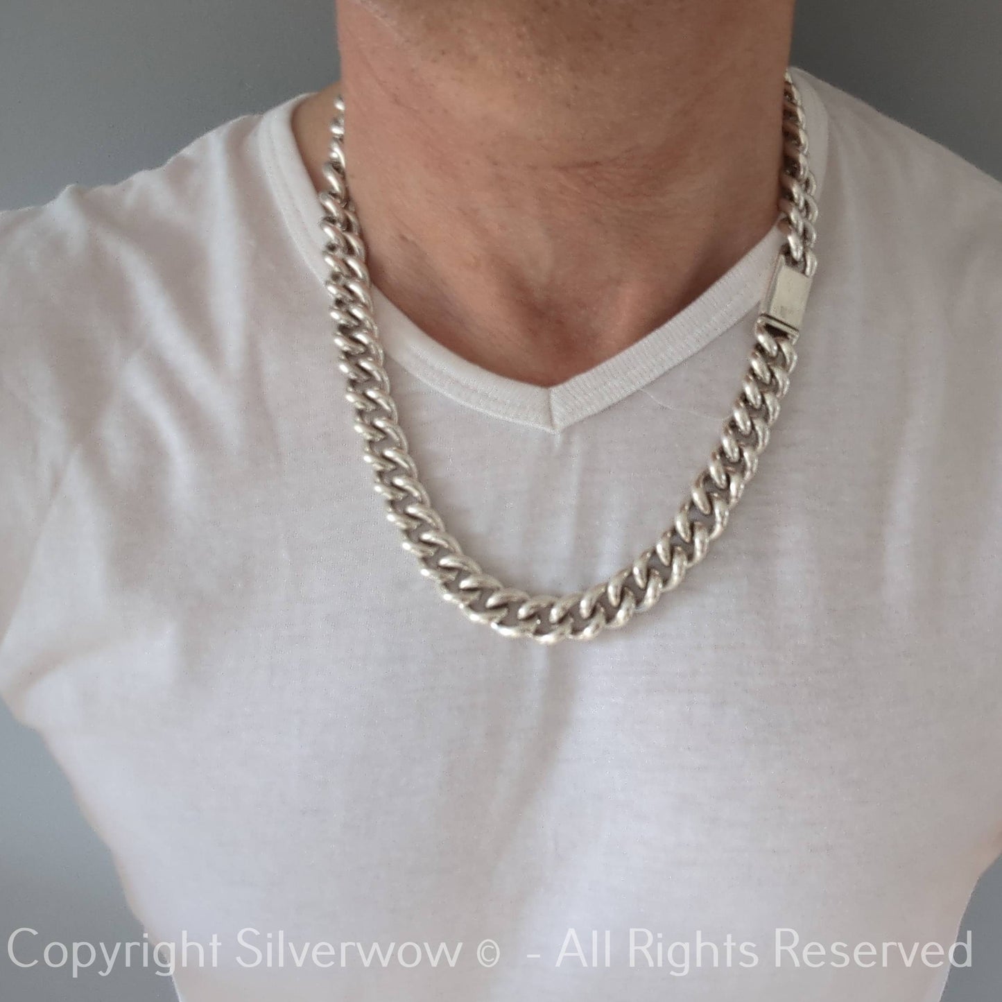 12mm Rounded Albert Chain Necklace | Heavy 925 Silver