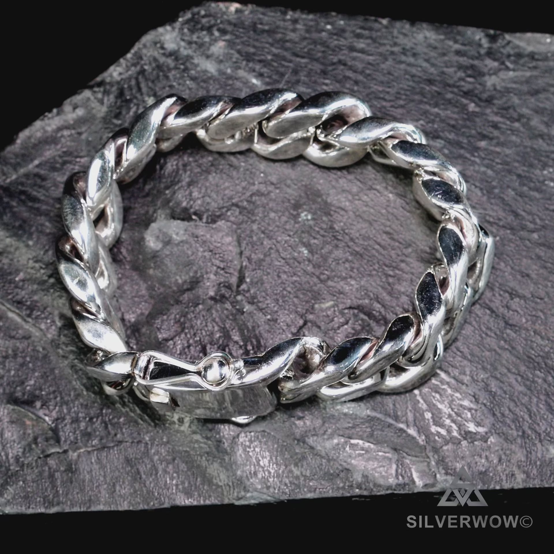 20mm Heavy Solid 925 Silver Curb Bracelet | Big Chunky | SilverWow™