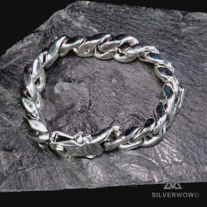 20mm Heavy Curb Silver Bracelet