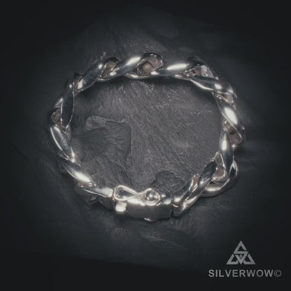 Big 20mm long link bracelet in solid sterling silver