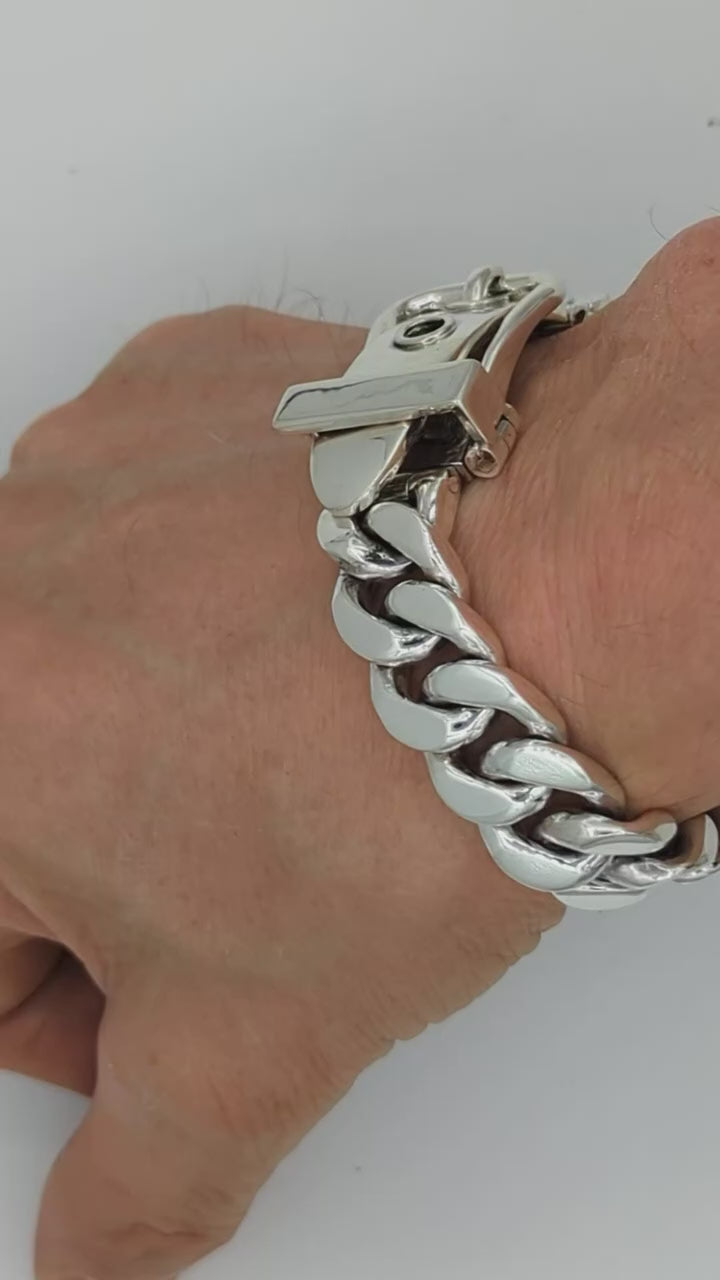Mens, Buckle Bracelet | 925 Solid Sterling Silver | Silverwow.net