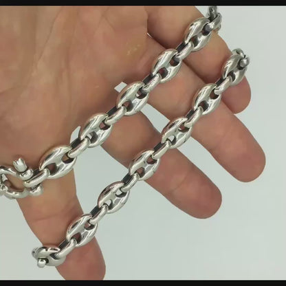 12mm Puffed Mariner Link Necklace