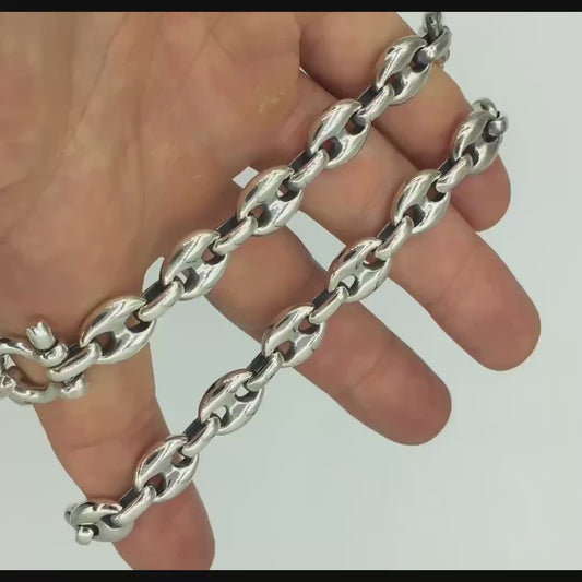 12mm Puffed Mariner Link Necklace