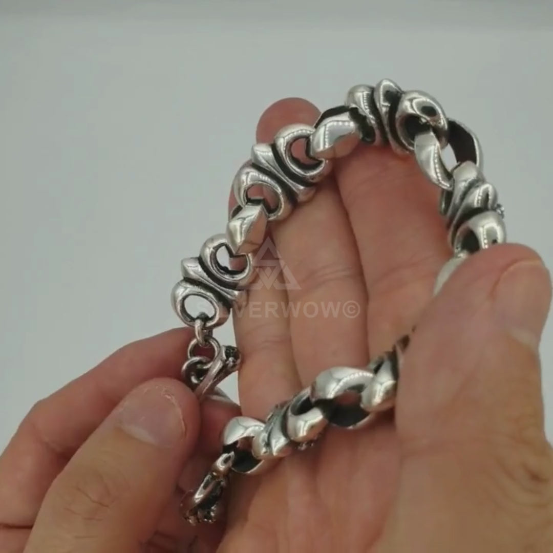 Bad Ass, Silver, Skull & Bone Bracelet | Silverwow.net
