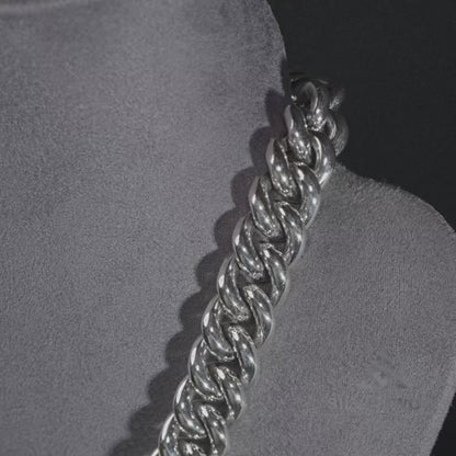15mm silver Albert chain necklace in solid 925 sterling silver with a fully rounded link design
