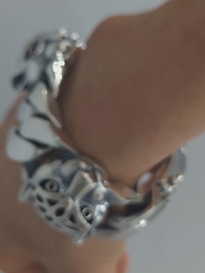 PL25- Big Leopard Head Bracelet with Lifelike Eyes KATIE And MARK