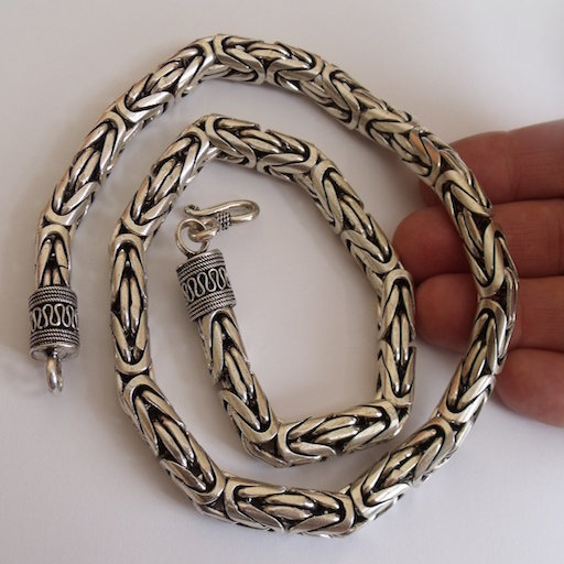 Byzantine Bali Silver Necklace - 10mm wide