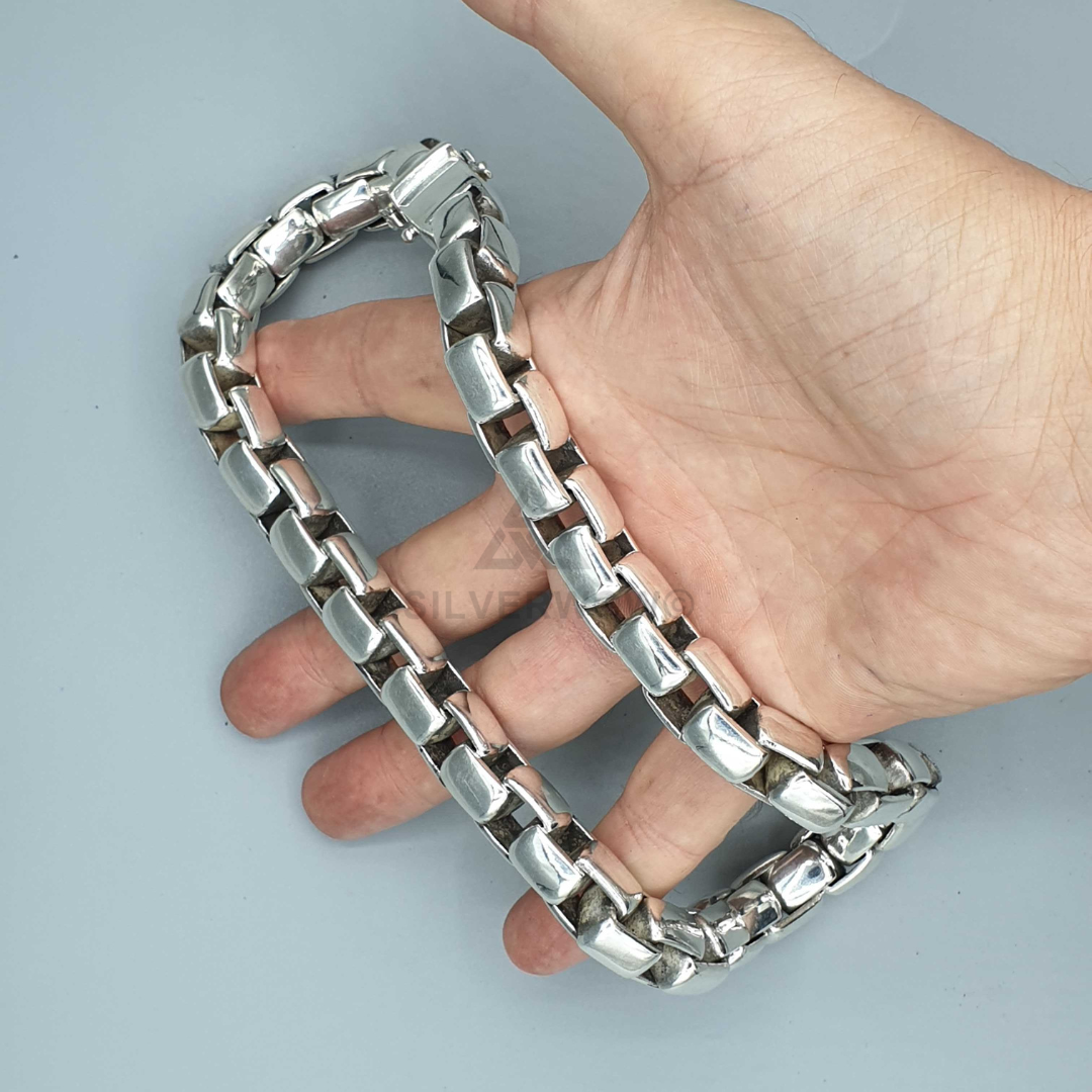 925 silver thick box chain in 925 sterling silver - 15mm wide necklace