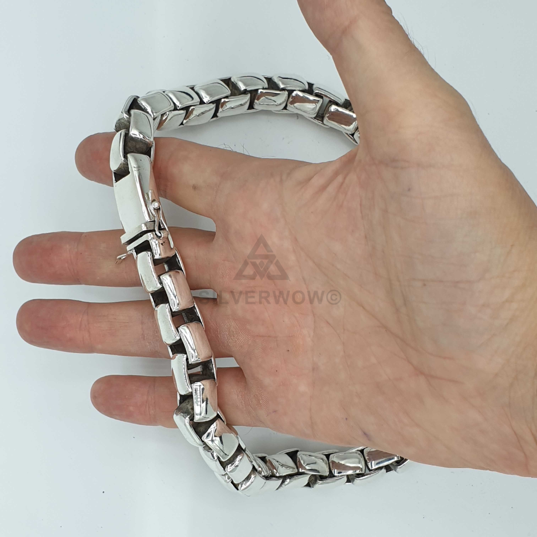 statement men's box chain in 925 sterling silver - 15mm wide necklace