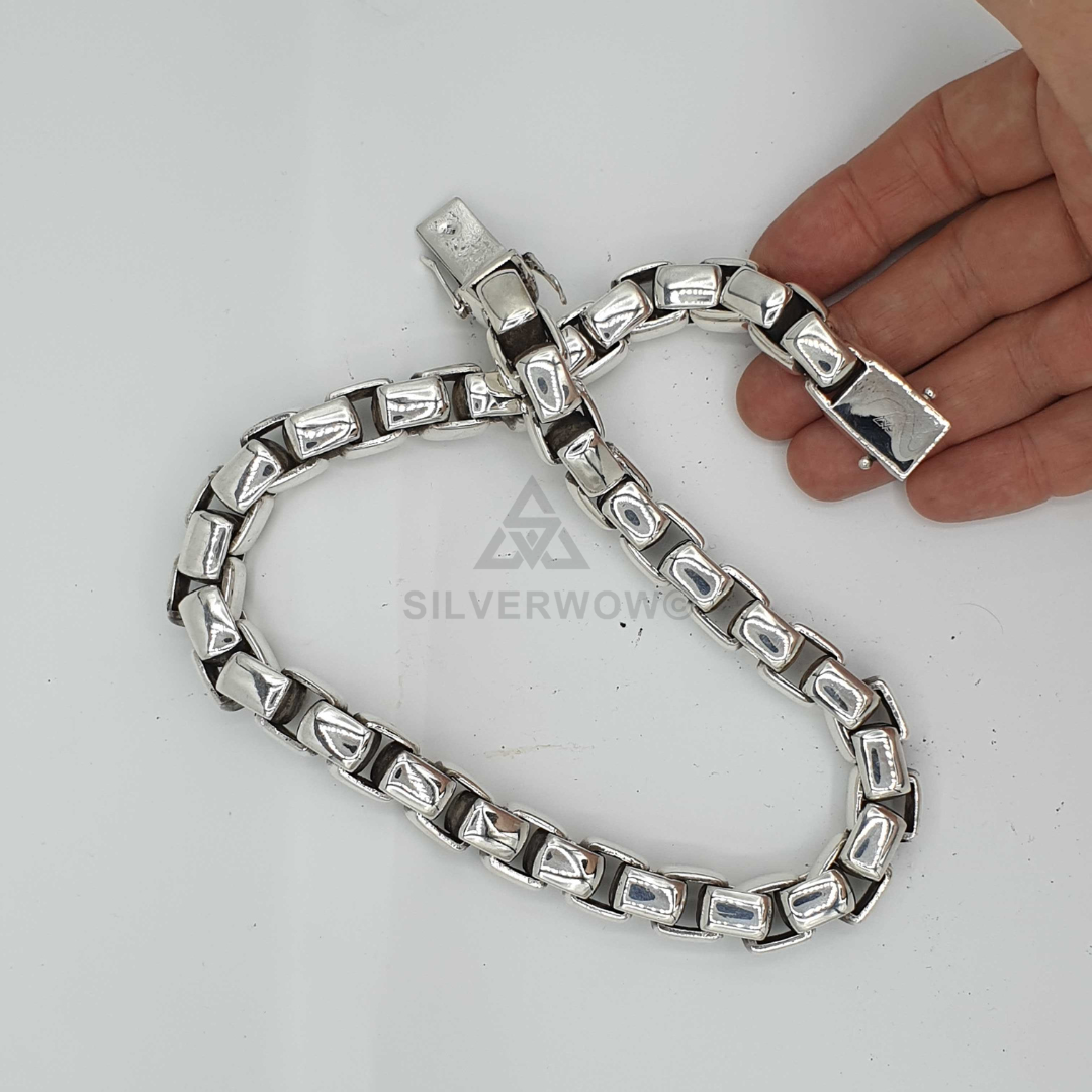 chunky box chain necklace in 925 sterling silver - 15mm wide necklace