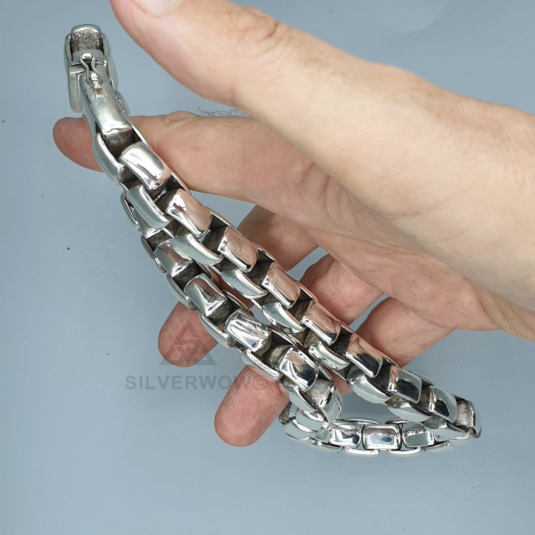 oversized 15mm silver box chain in 925 sterling silve