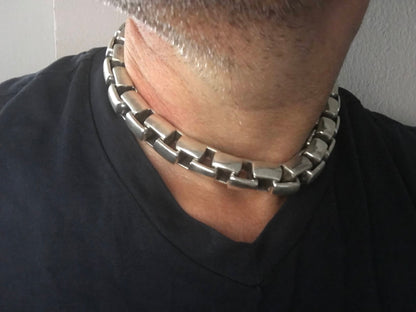 15mm Box Chain Silver Necklace