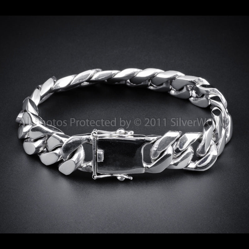 Mens Silver Curb Bracelet - 15mm Wide 110 grams+
