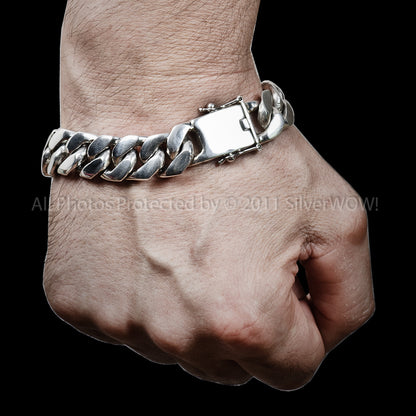 Curb Bracelet Mens 15mm Wrist Down 4 oz