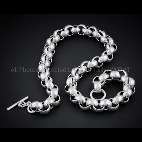 Thick Silver Belcher Necklace 15mm flat 4 oz +