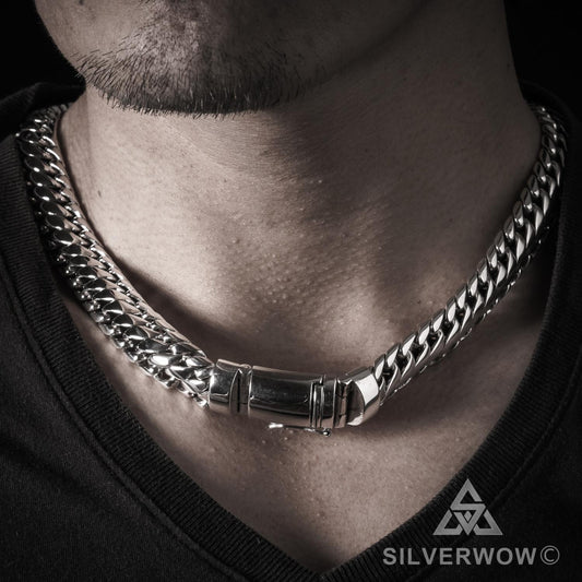 Woven Snake Mens Necklace 15mm wide