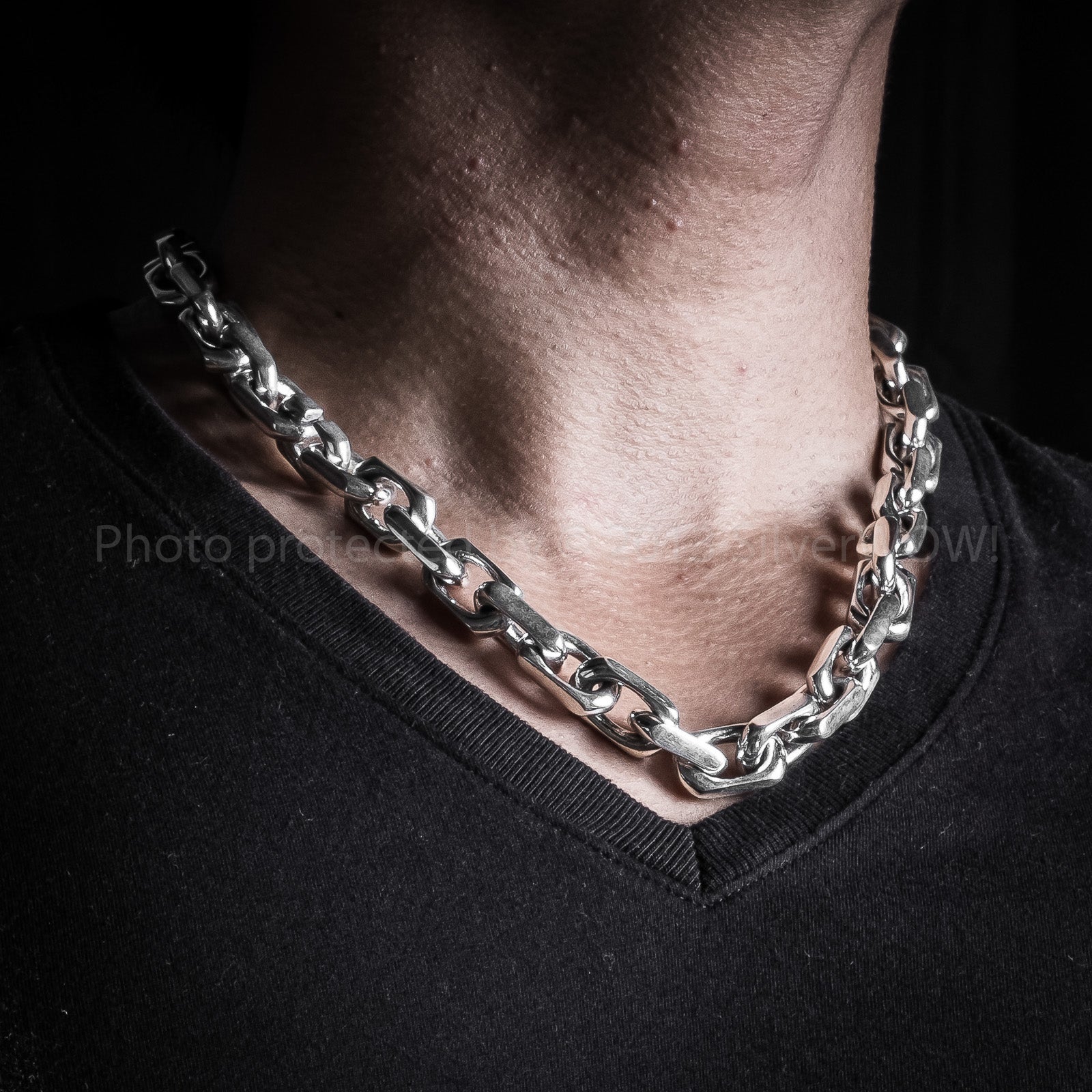 Chunky chain link necklace on sale silver