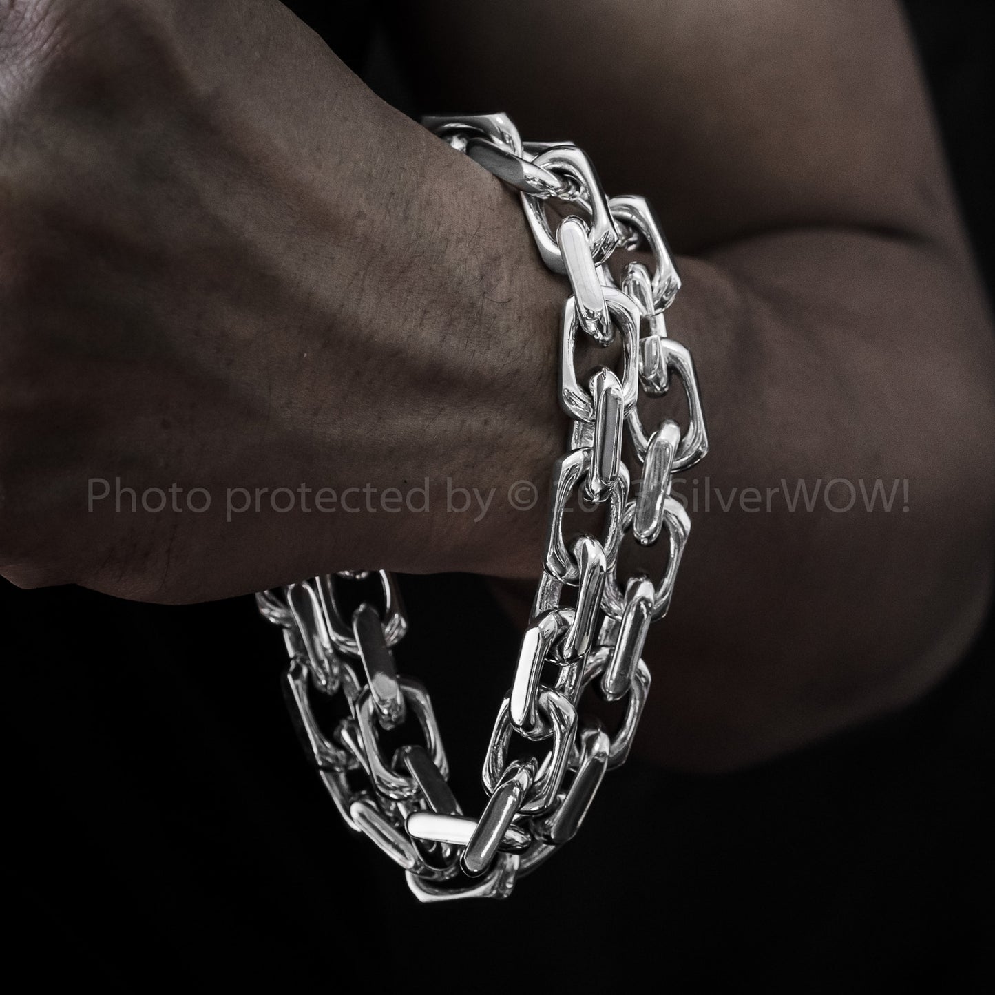 Heavy Silver 12mm Chain Necklace Mens