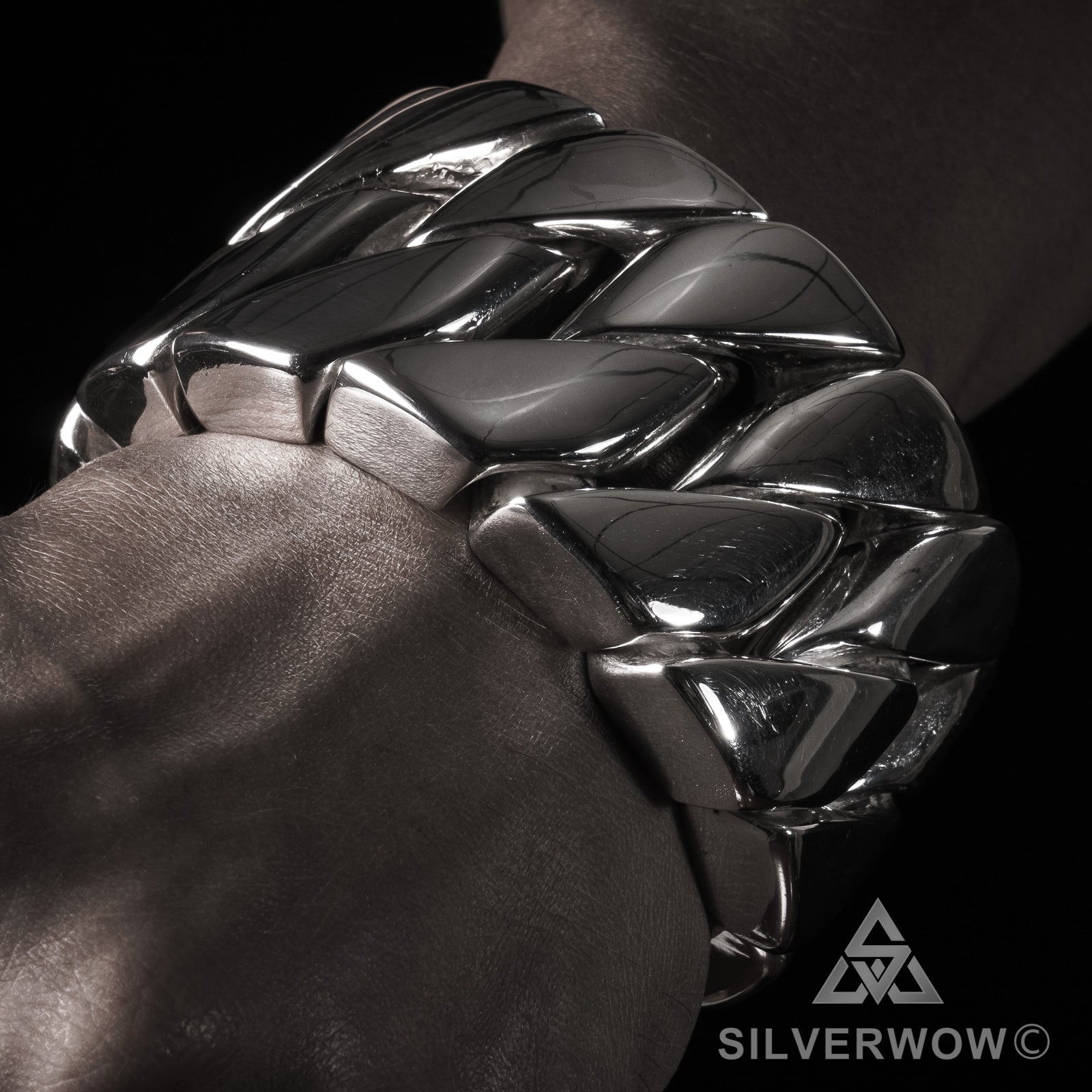 1KG Mens 45mm, Curb Bracelet - The Worlds Heaviest Silver Bracelet –  SilverWow™