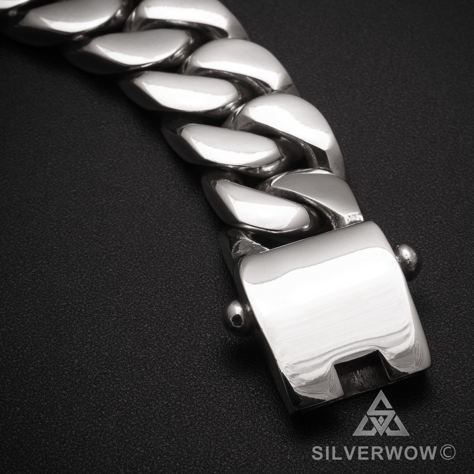 20mm Heavy Curb Silver Bracelet – SilverWow™