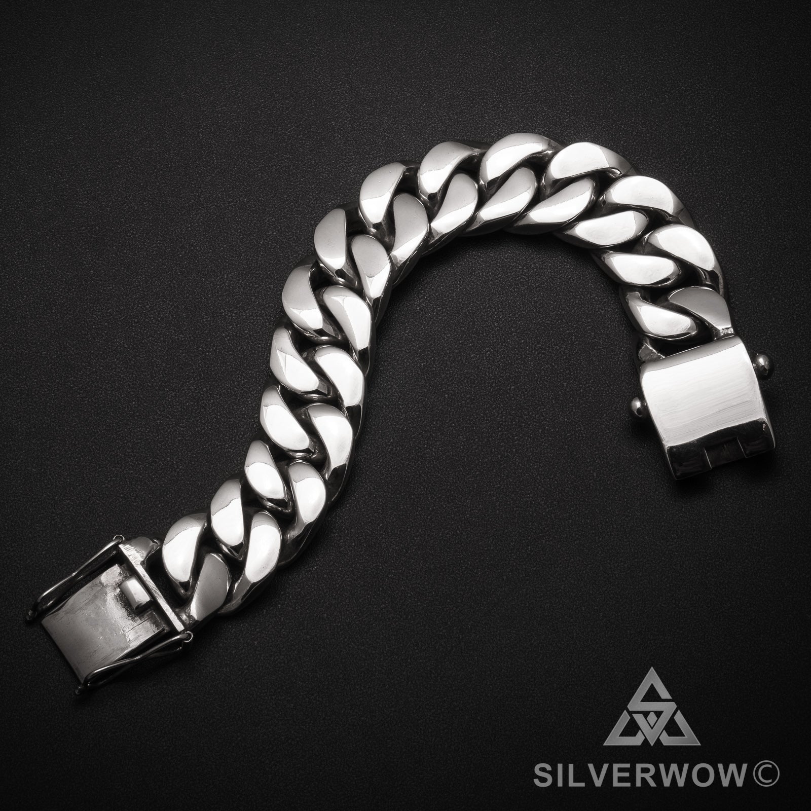 20mm Heavy Curb Silver Bracelet