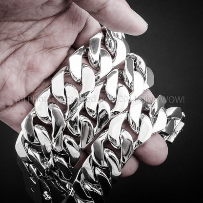 mens chunky 20 mm silver curb chain necklace hand