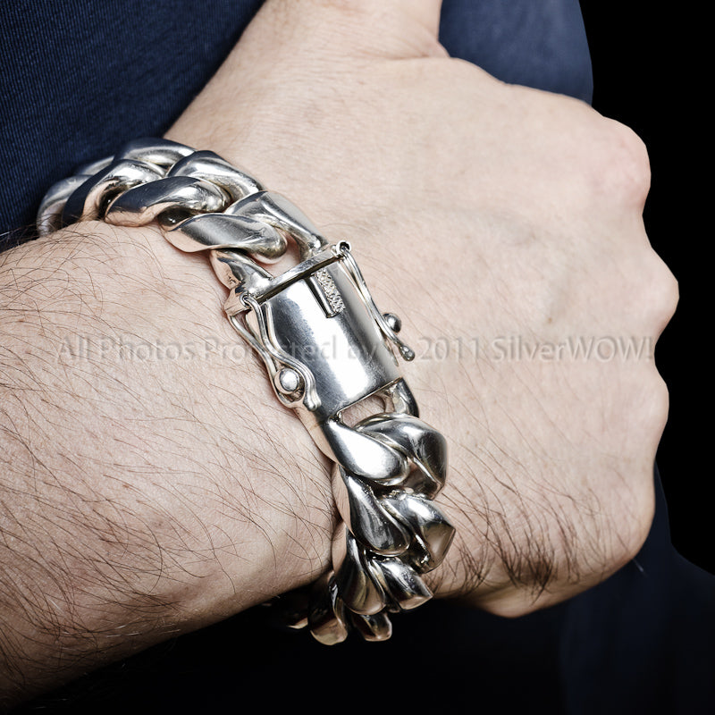 silver cuban link bracelet 20mm wide