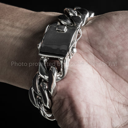 20mm Heavy Curb Silver Bracelet