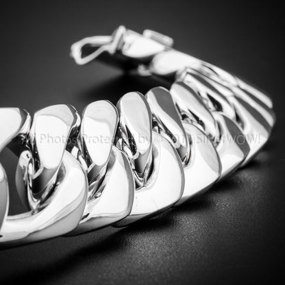 25mm Mens Silver Figaro Bracelet