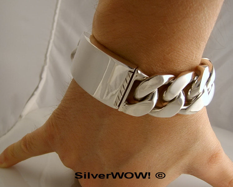 Chunky Silver ID Bracelet 20mm 9oz