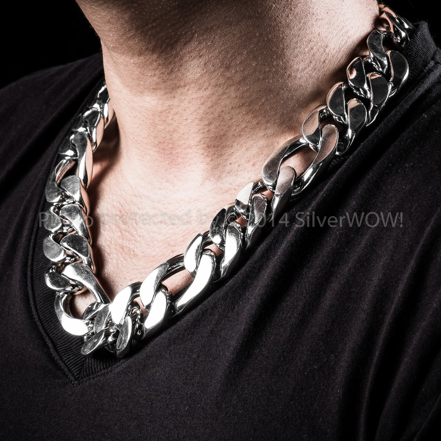 25mm Silver Figaro Chain Necklace