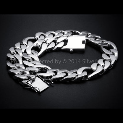 25mm Silver Figaro Chain Necklace