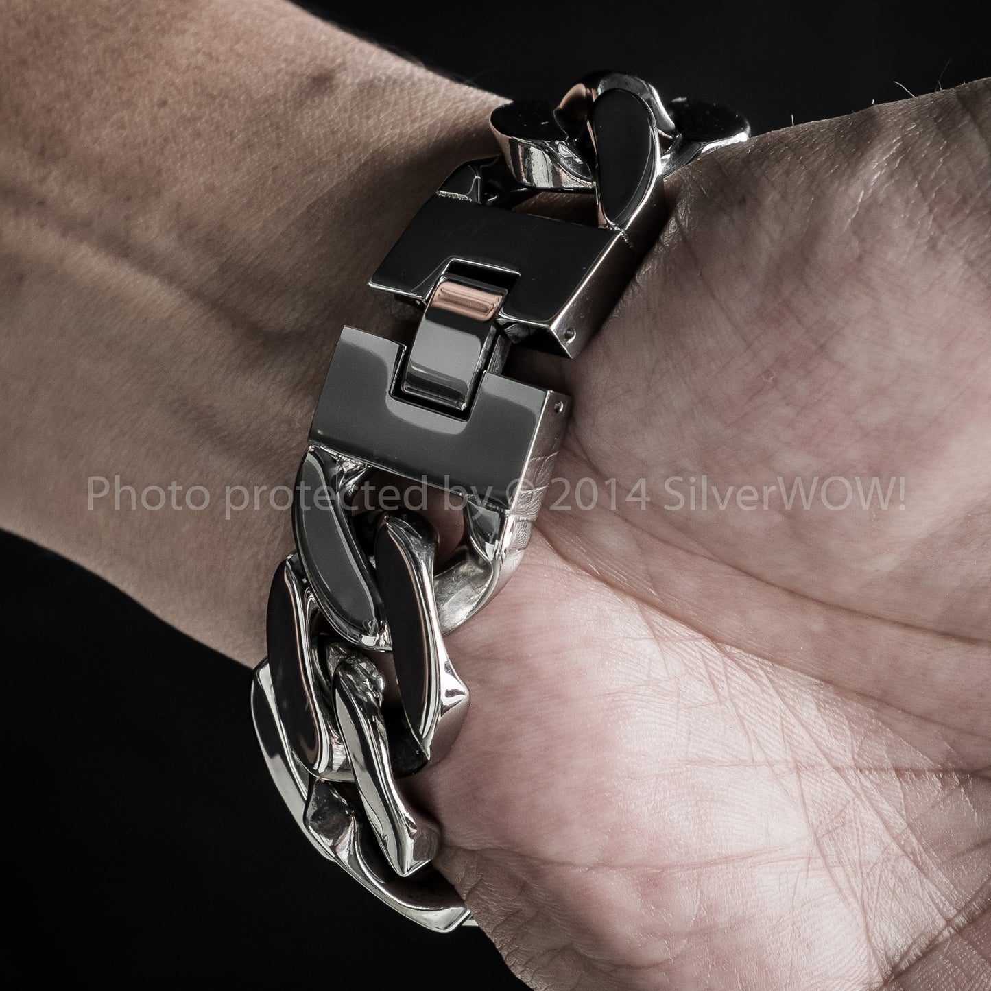 Chunky Mens Stainless Steel Bracelet 25mm Wide