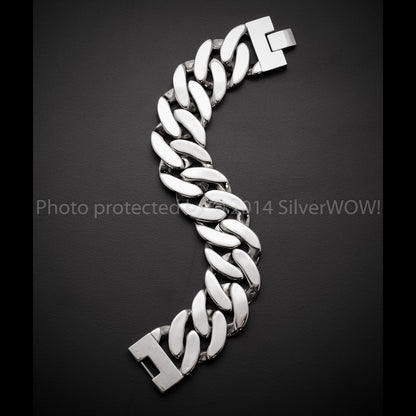 25mm Stainless Steel Curb Bracelet - SilverWow™