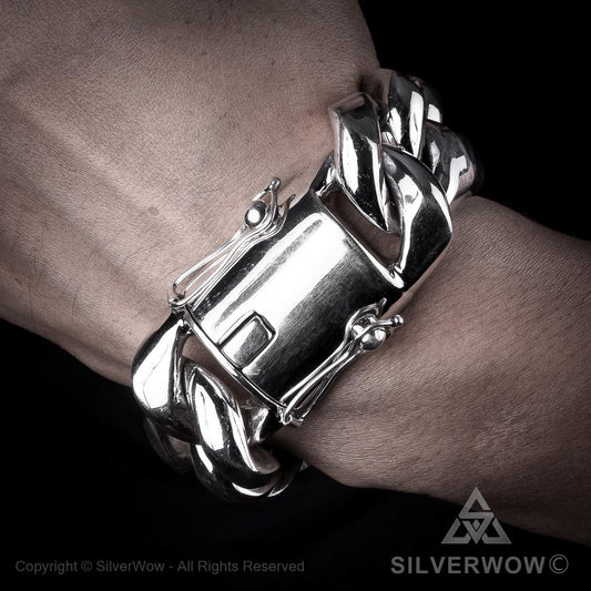 Heaviest, Mens Silver Bracelets, 25 - 40 mm Wide