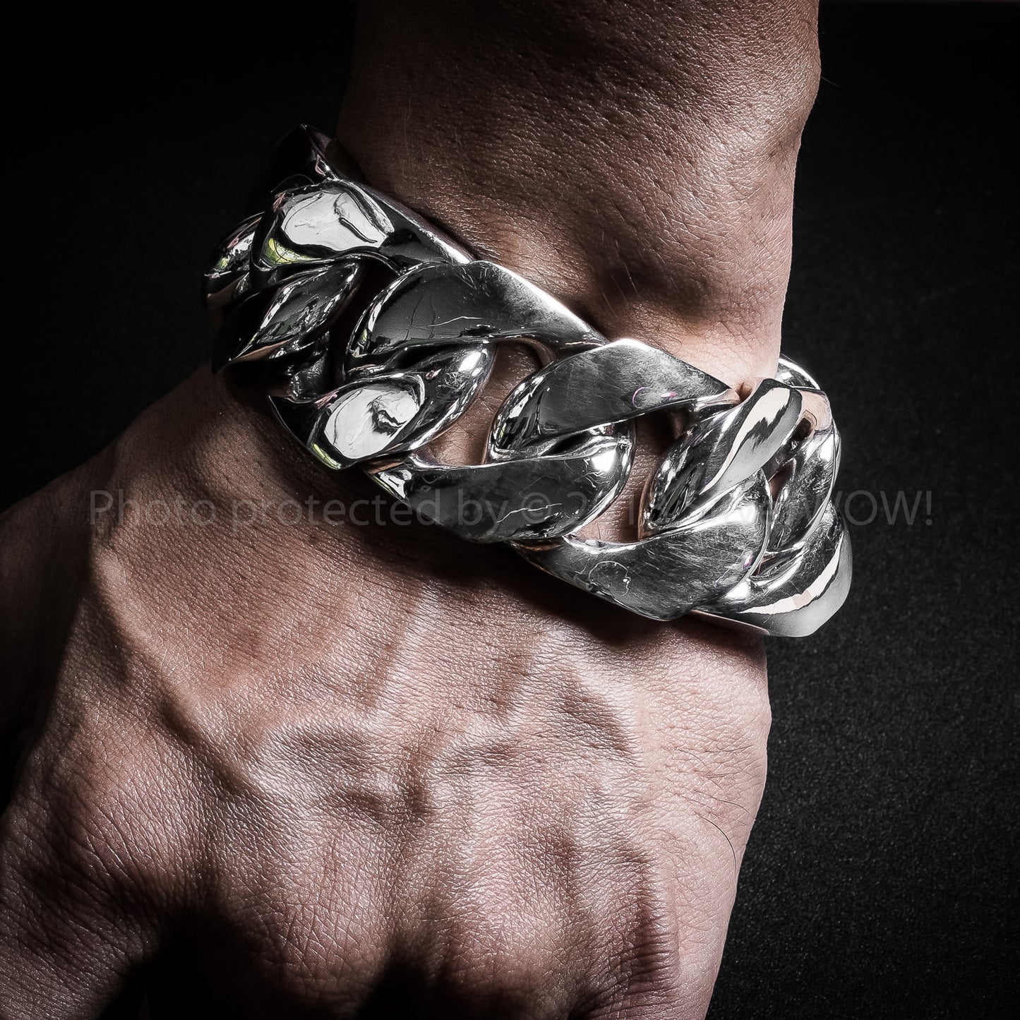 30mm Very Heavy Curb Silver Bracelet