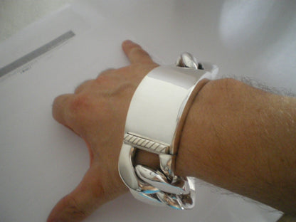 35mm wide Silver ID Mens bracelet Almost 20 oz