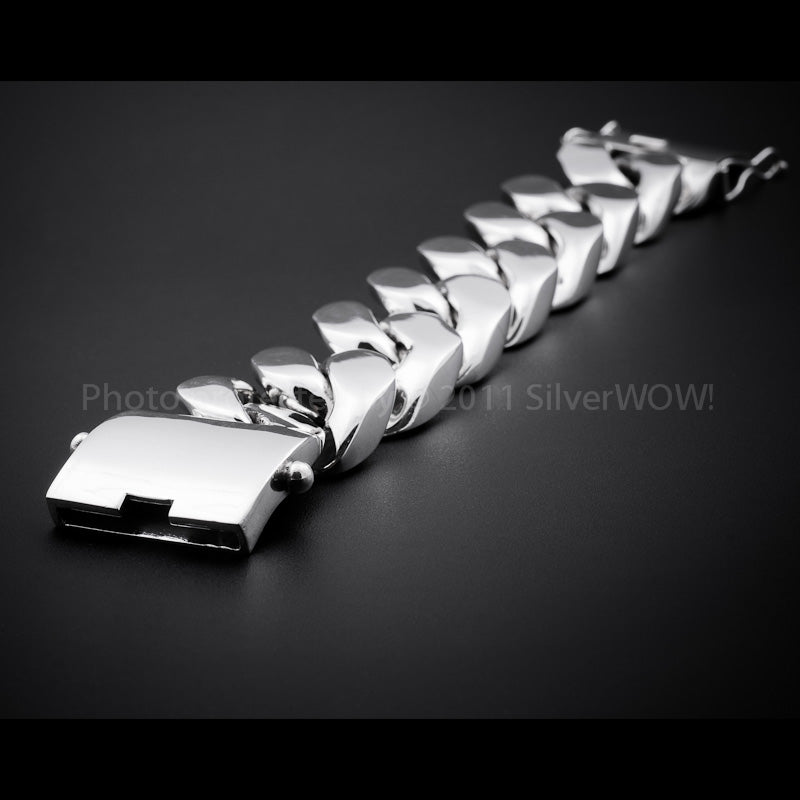 35mm Very Heavy Silver Curb Bracelet