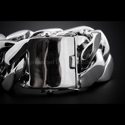 35mm Very Heavy Silver Curb Bracelet