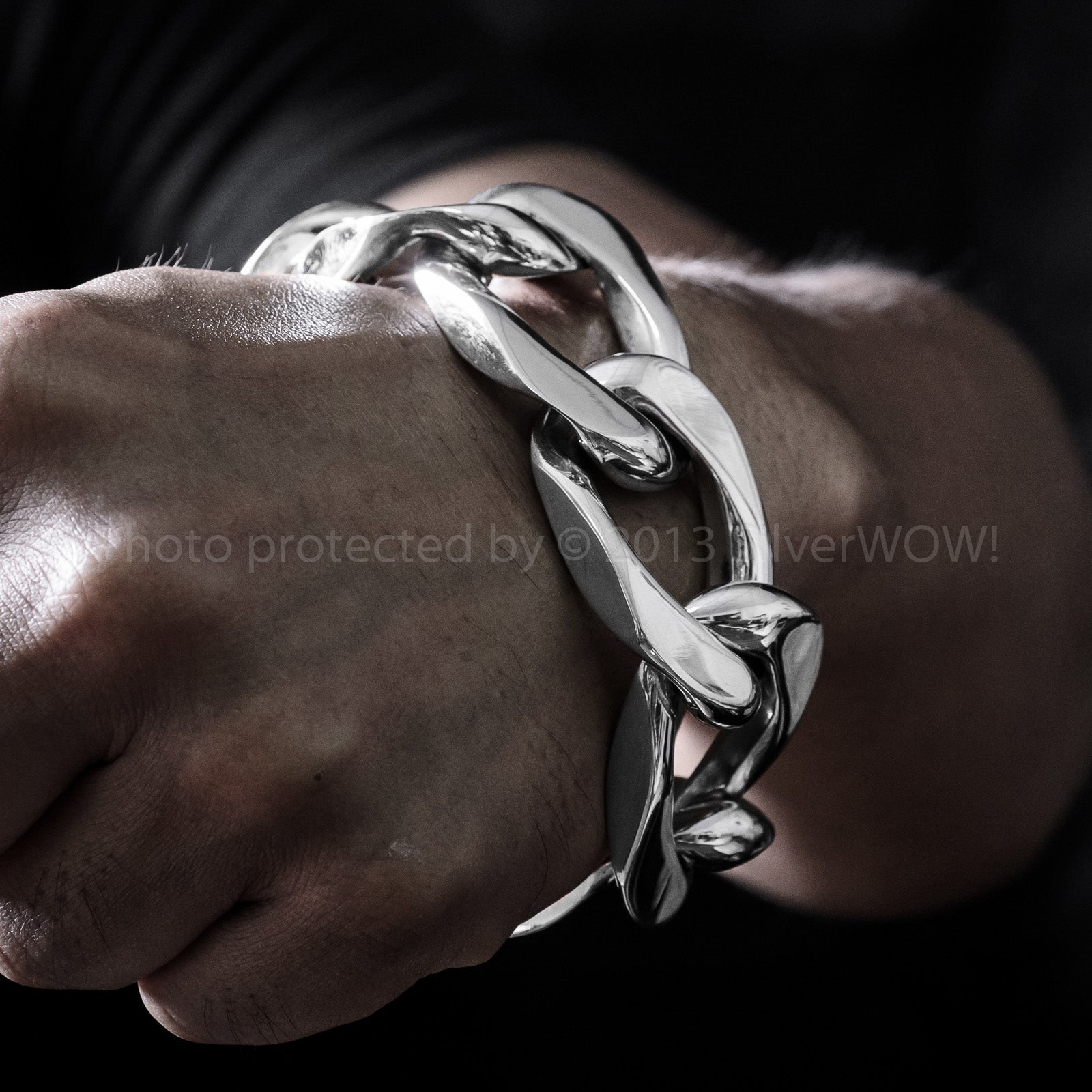 6 Wide Link mens silver bracelet hand 300 grams +