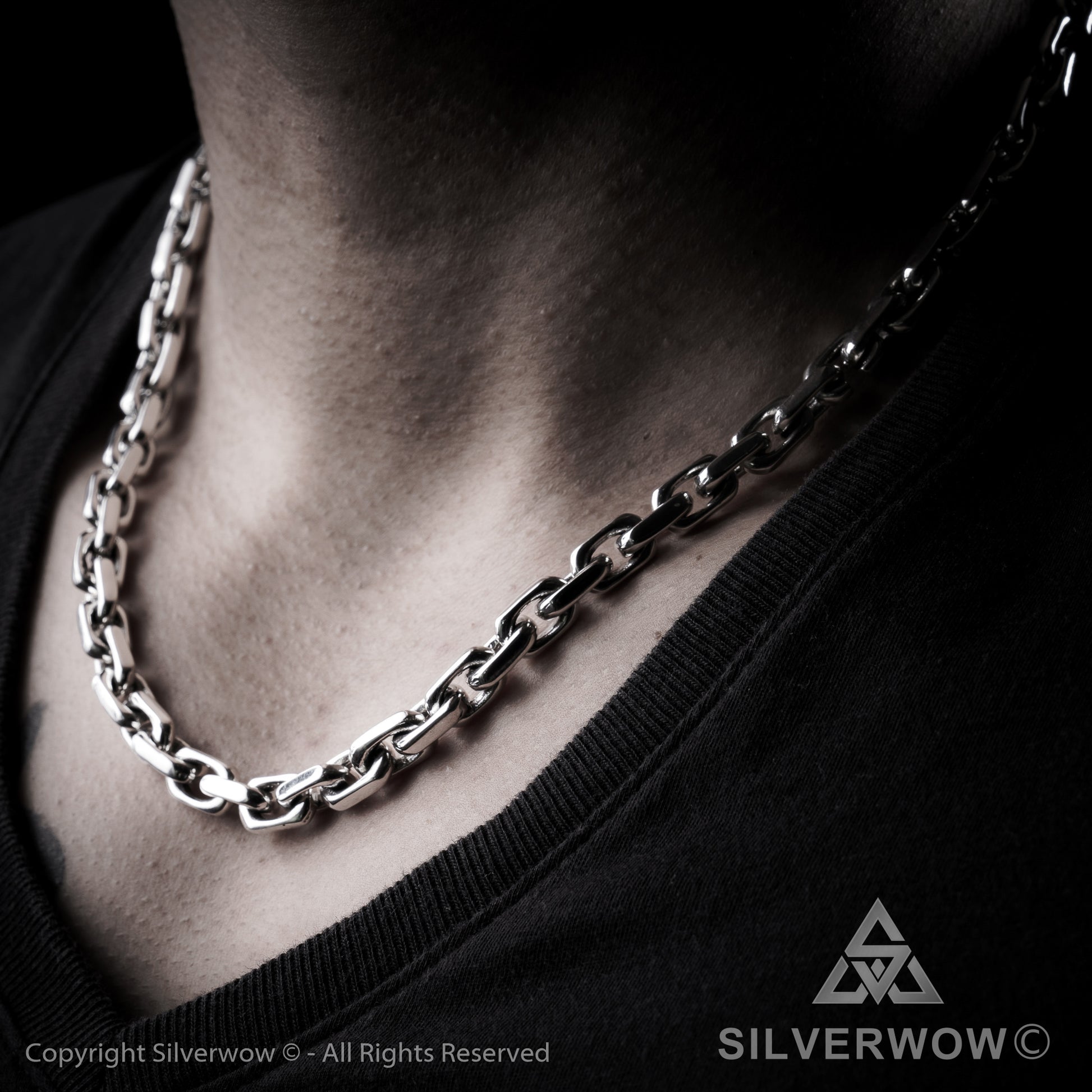 8mm Mens Chain Link Silver Necklace Please visit